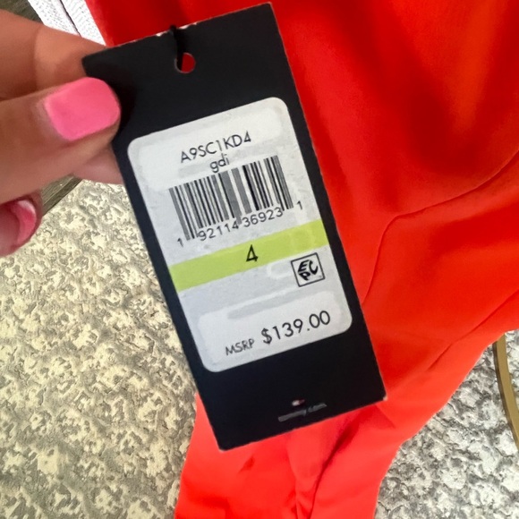 NWT Tommy Hilfiger Boatneck Belted Wide Leg Suba Jumpsuit, Orange, Size 4 - Picture 7 of 8